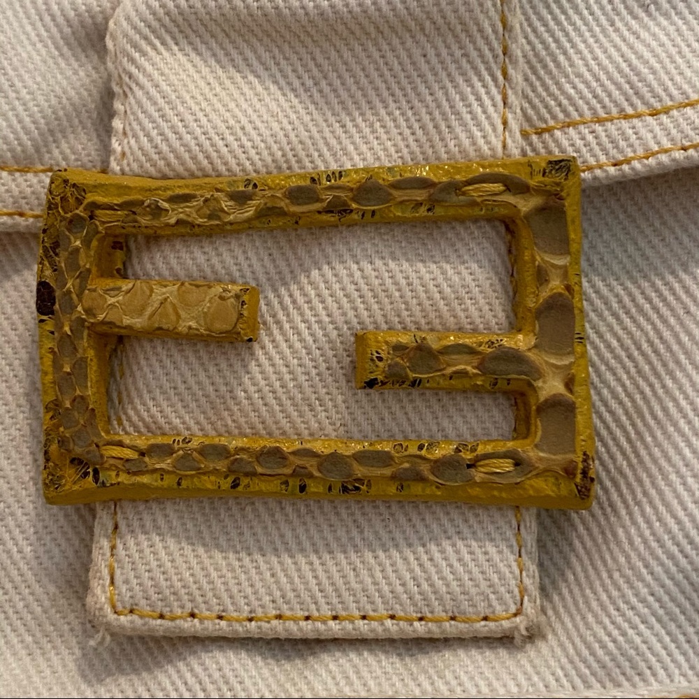 vintage Fendi white denim baguette bag snake - Picture 3 of 7